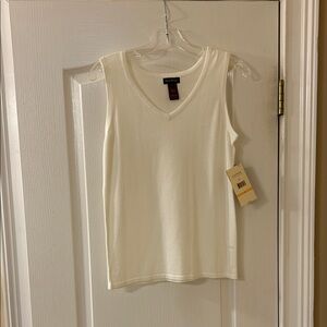 Multiples White V-Neck Tank Top
